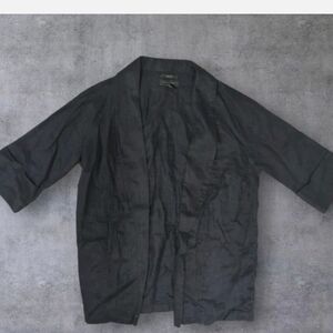 Tahari Women's Black 100% Linen Lightweight Kimono Blazer Jacket